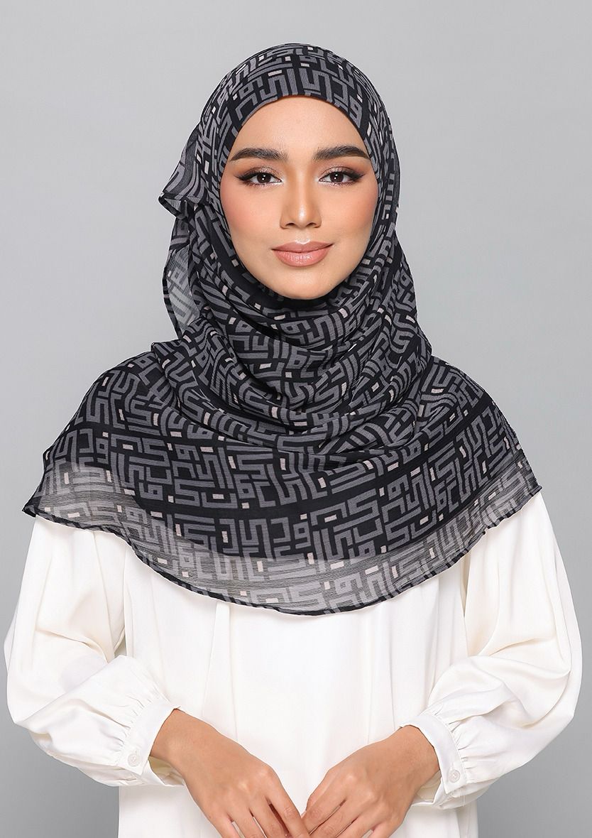 MONOGRAM BLACK- PRINTED CHIFFON