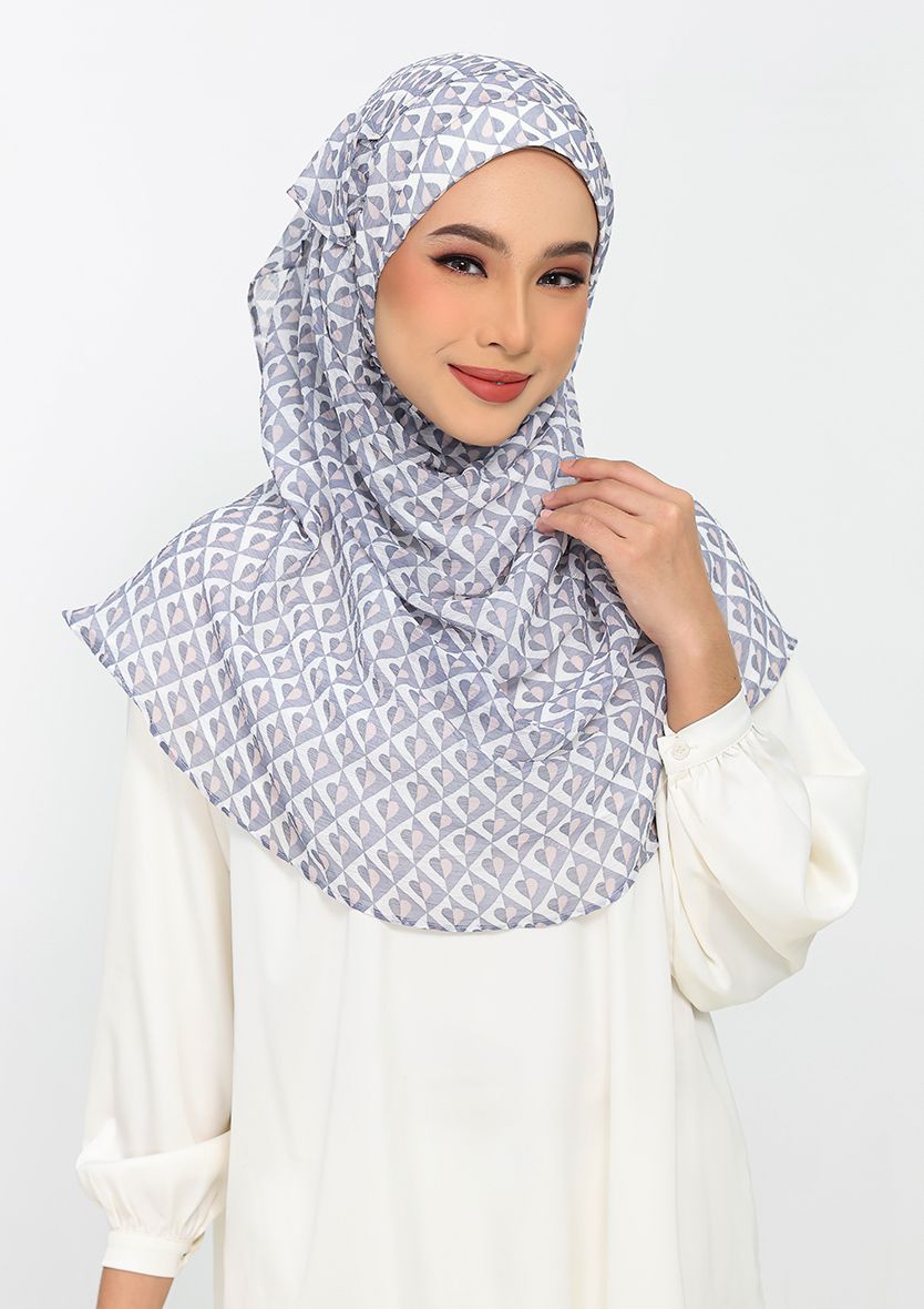 HEARTS GRAY- PRINTED CHIFFON