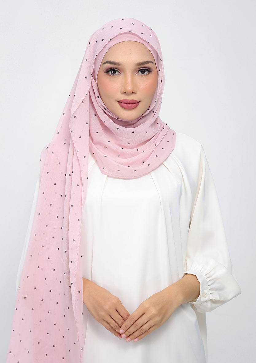 POLKA PINK - PRINTED CHIFFON