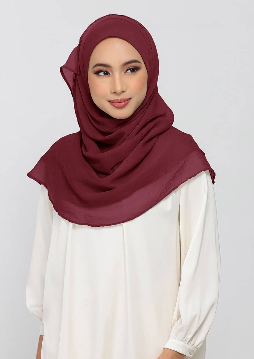 BURGUNDY - PLAIN CRINKLED CHIFFON