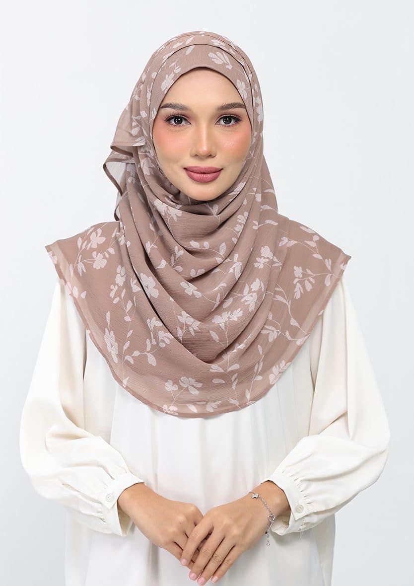 SAKINA BEIGE - PRINTED CRINKLED CHIFFON