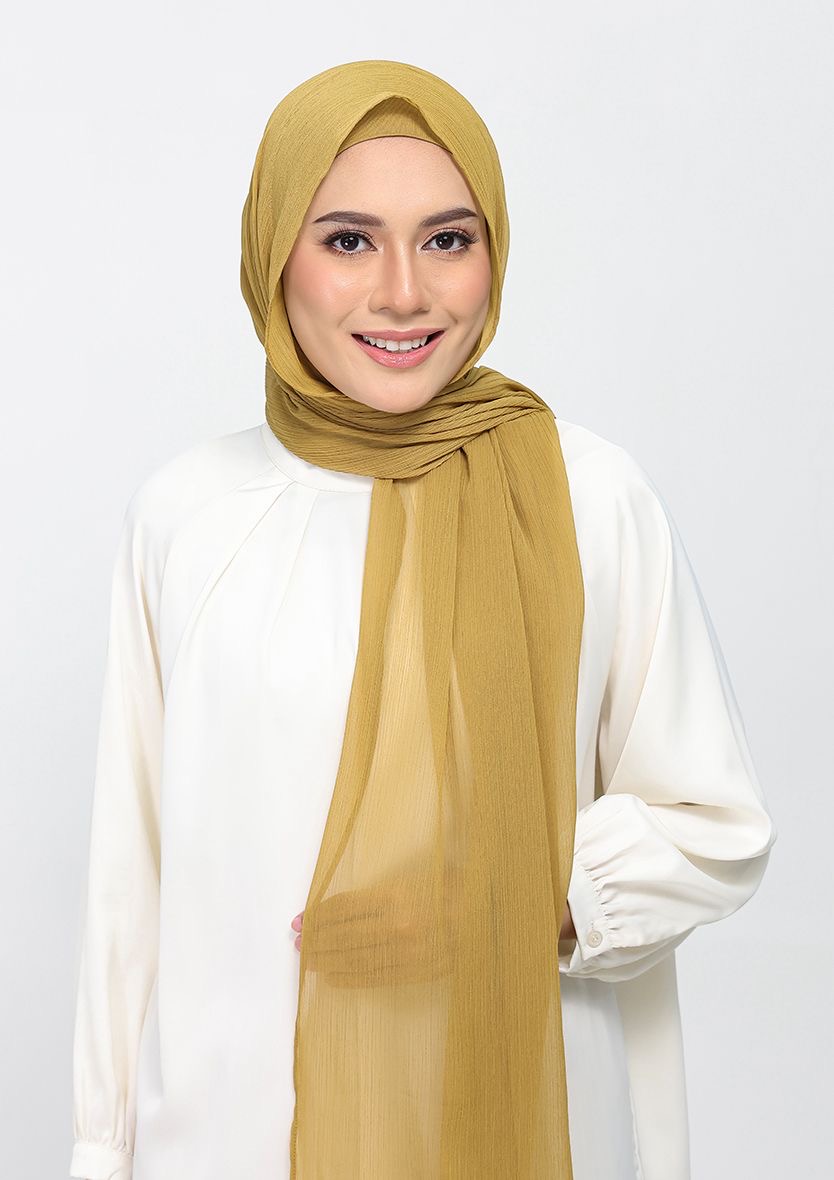 BRONZE MIST - PLAIN CRINKLED CHIFFON