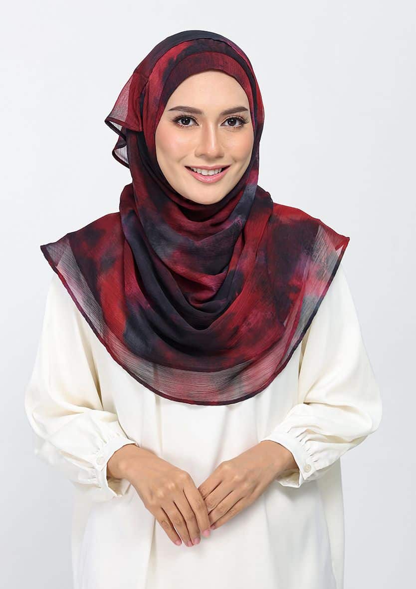 BURNING ROSE - PRINTED CRINKLED CHIFFON