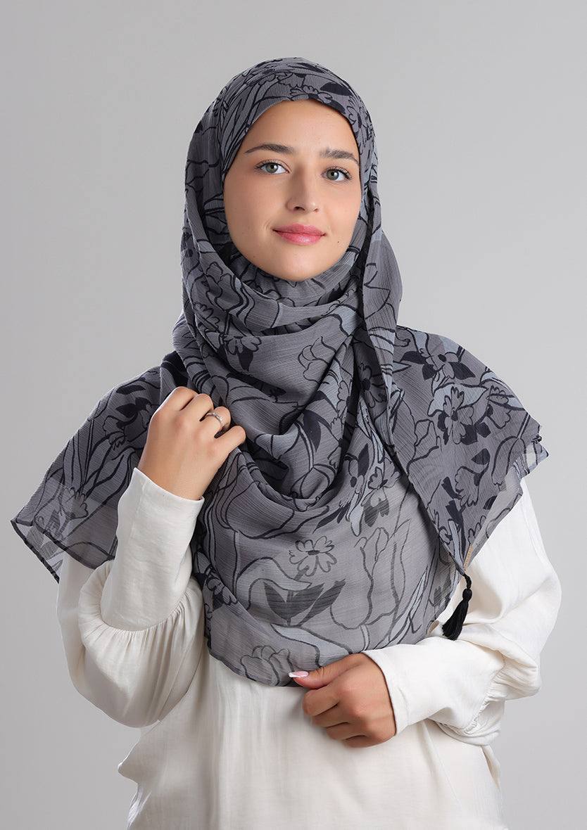 INKYFLORA - PRINTED CRINKLED CHIFFON