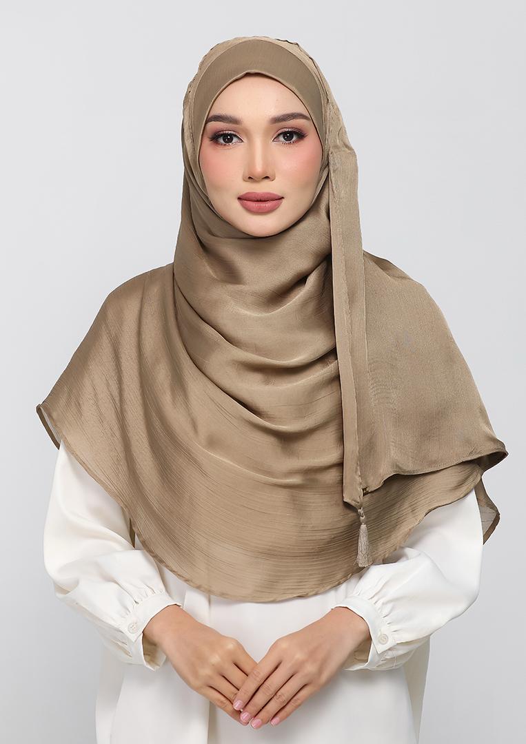 DARK KHAKI - PLAIN CRINKLED SATIN (R)