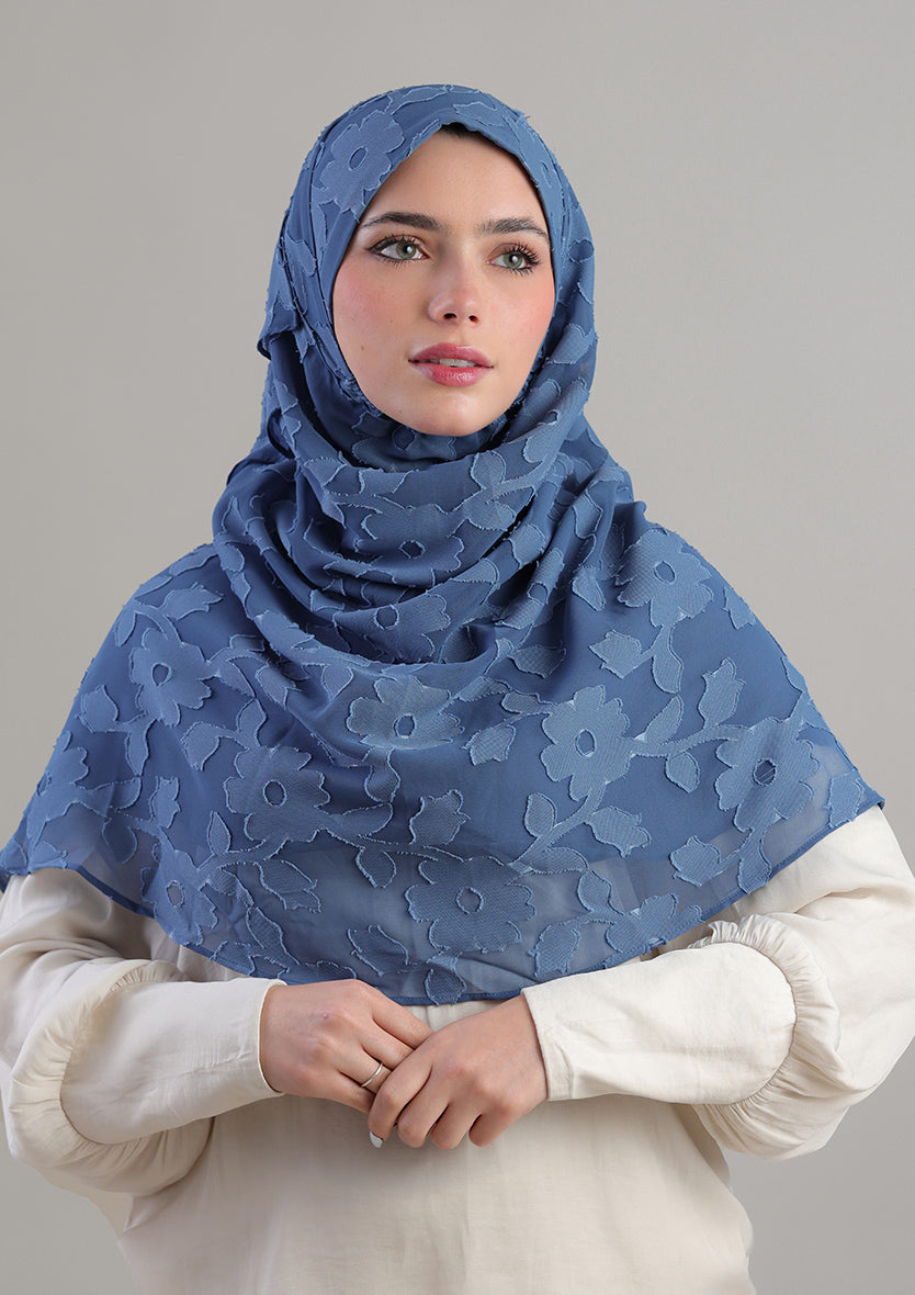 BLUE DAISY - PLAIN JACQUARD CHIFFON