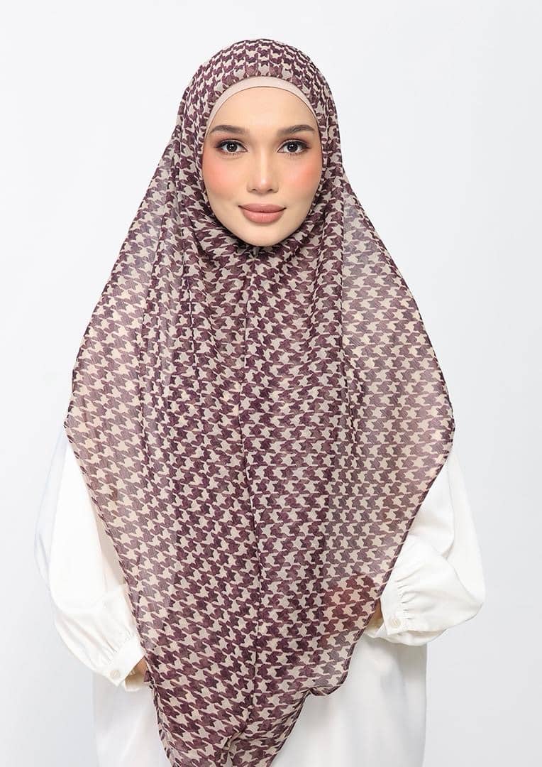 HOUNDSTOOTH BROWN- PRINTED CHIFFON