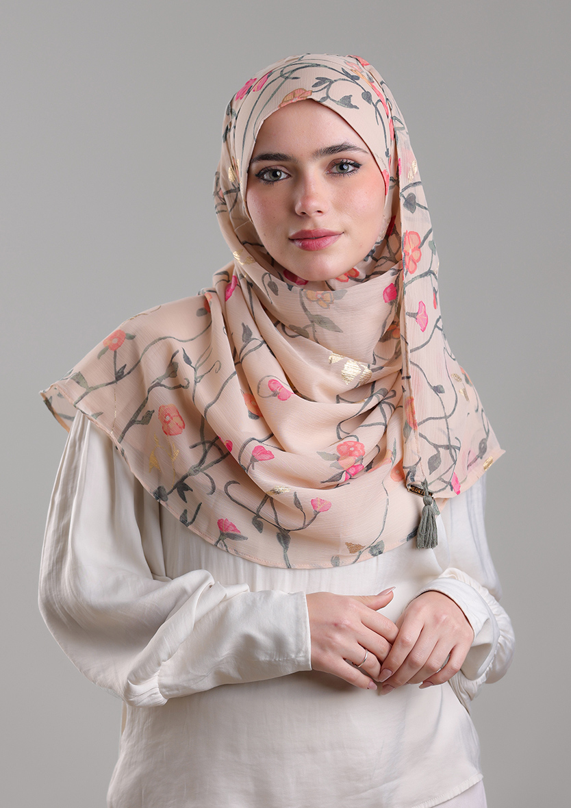 SHEIKH ZAYED - PRINTED CRINKLED CHIFFON WITH GOLD FOIL