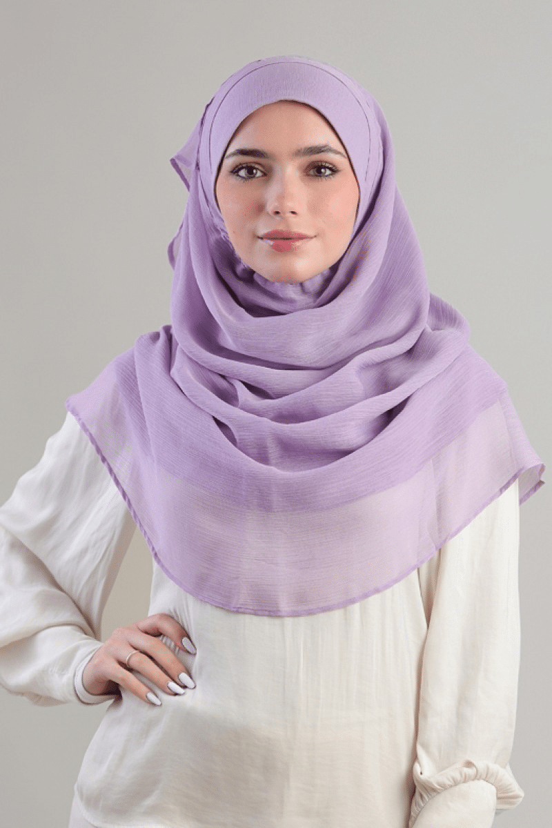 LILAC- PLAIN CRINKLED CHIFFON (R)