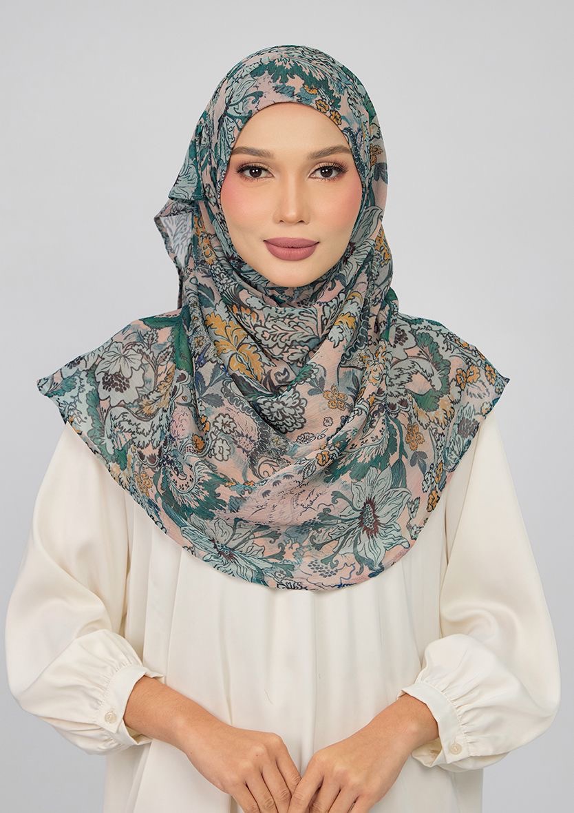 GREEN REVERIE - PRINTED CRINKLED CHIFFON