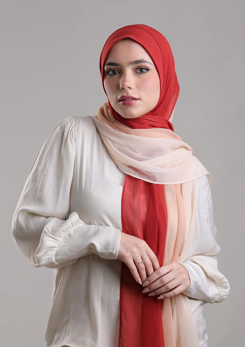 RED NUDE FROST - PLAIN CRINKLED CHIFFON