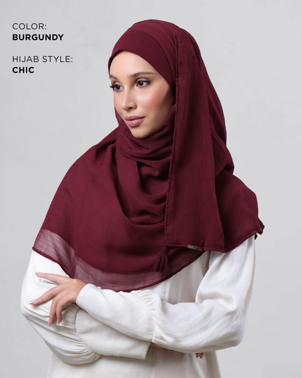 BURGUNDY - PLAIN CRINKLED CHIFFON