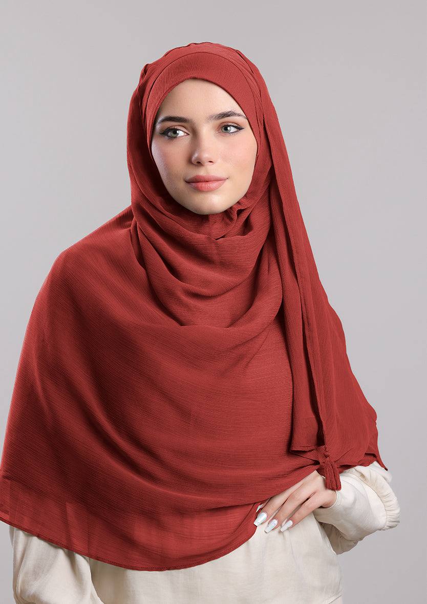 ORANGE RED - PLAIN CRINKLED CHIFFON