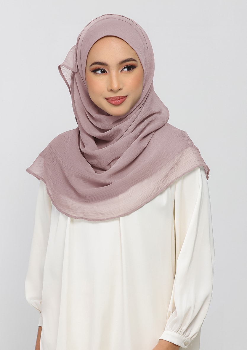 MAUVE GRAY - PLAIN CRINKLED CHIFFON