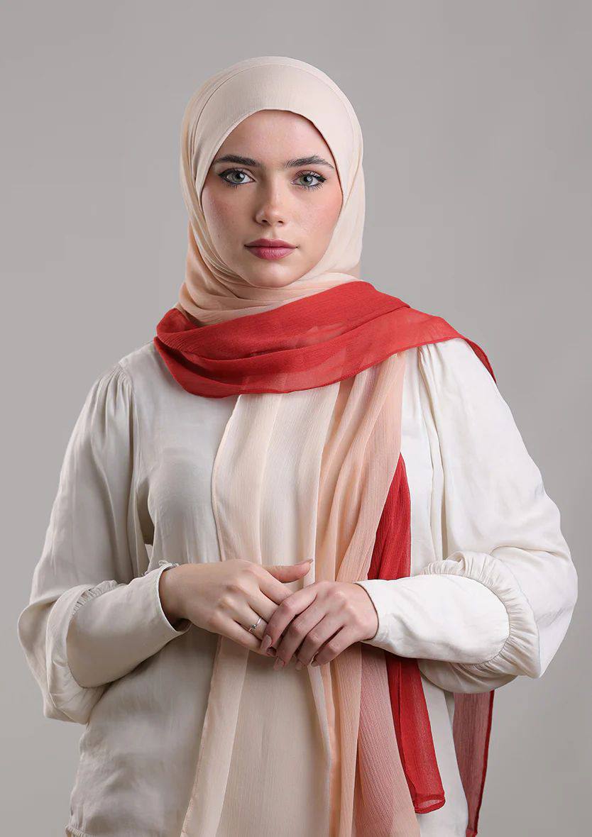 FROST NUDE RED - PLAIN CRINKLED CHIFFON
