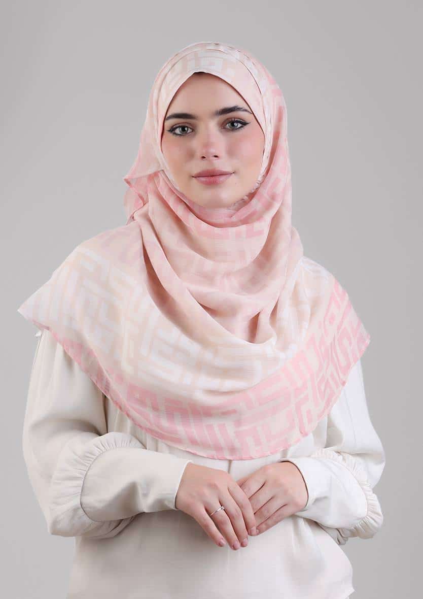 MONOGRAM PINK- PRINTED CRINKLED CHIFFON