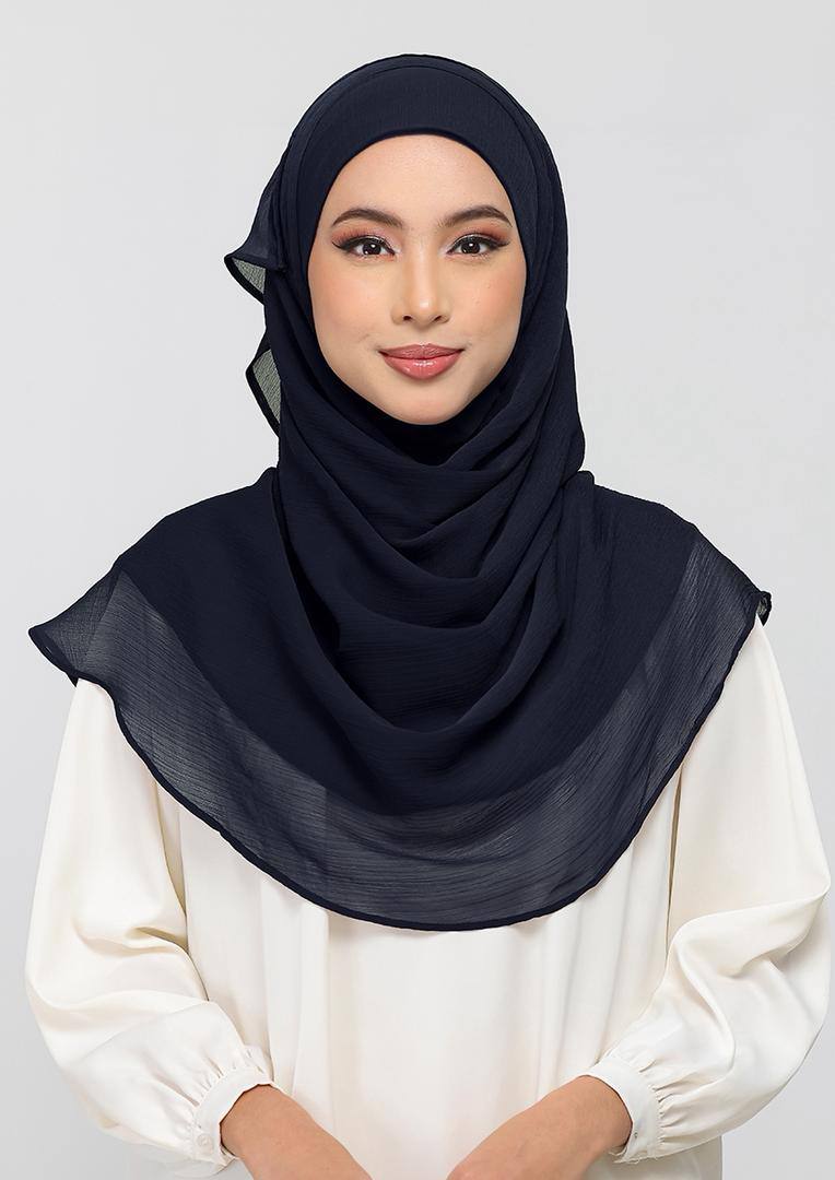 MIDNIGHT NAVY - PLAIN CRINKLED CHIFFON