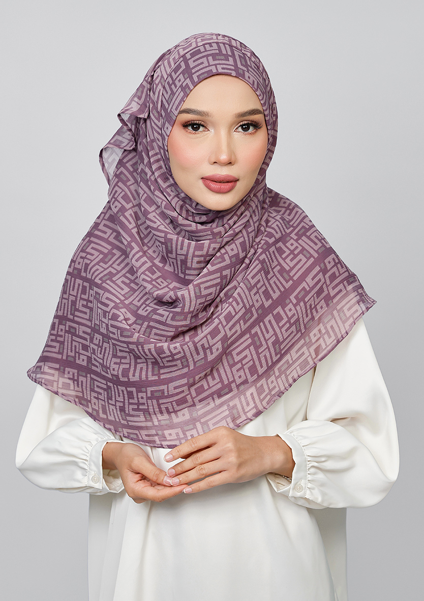 MONOGRAM MAUVE - PRINTED CRINKLED CHIFFON