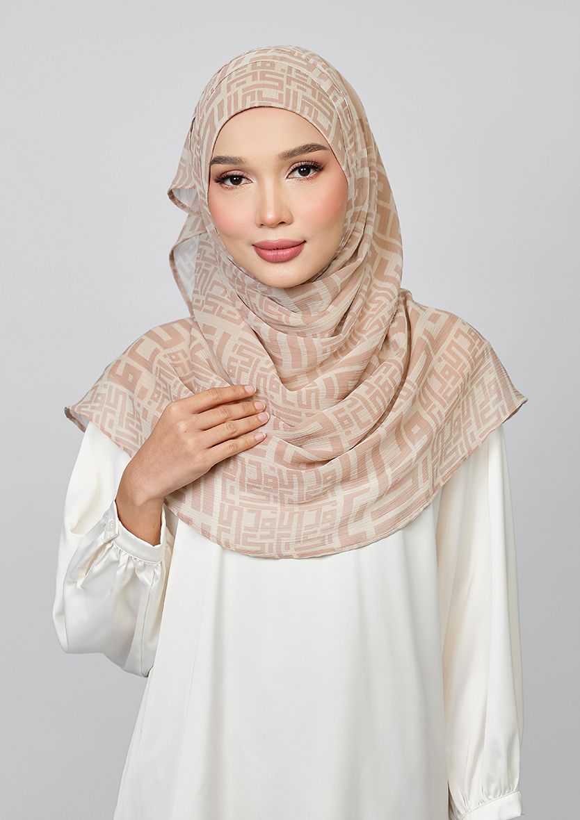 MONOGRAM SAND - PRINTED CRINKLED CHIFFON