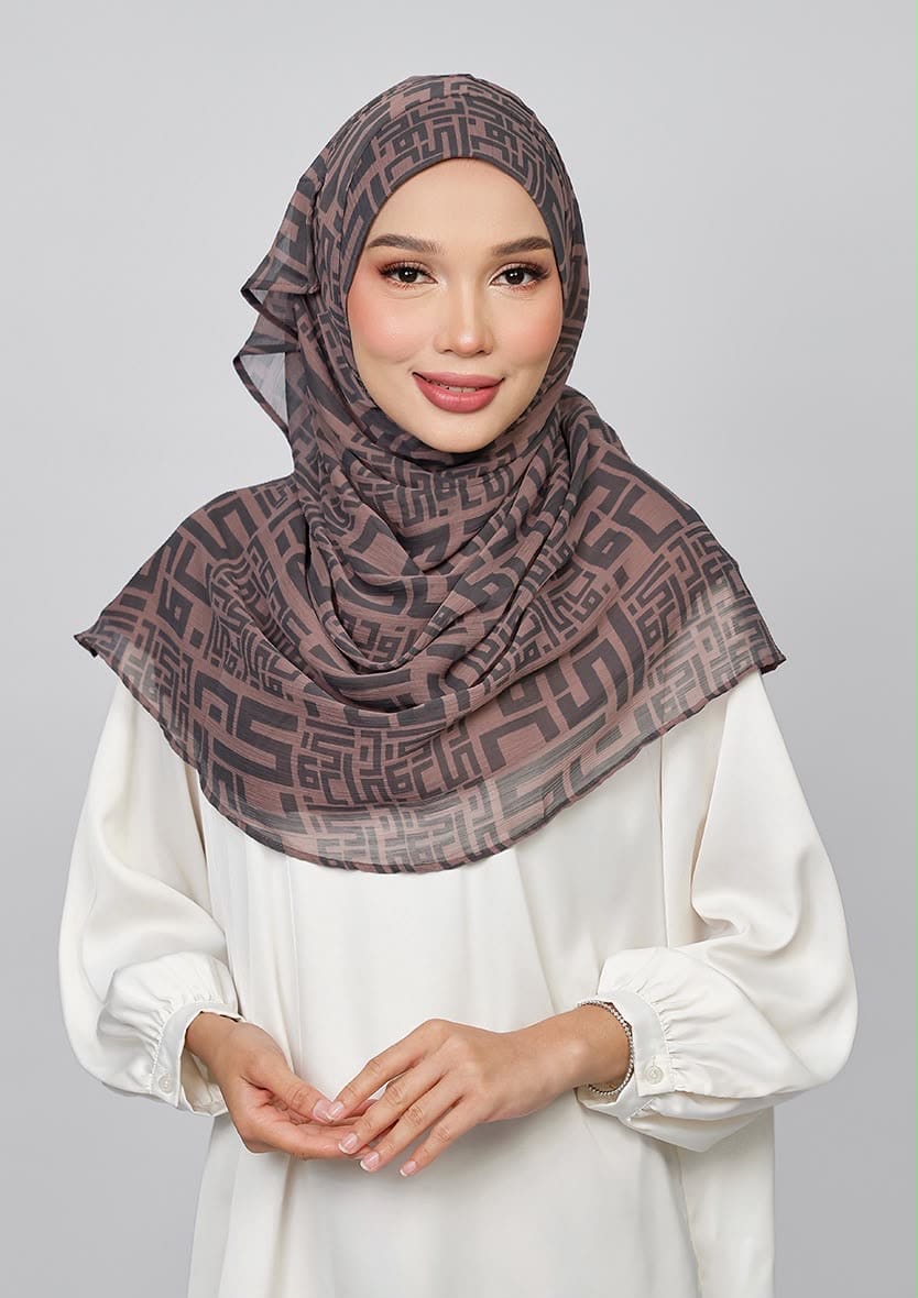 MONOGRAM MOCHA - PRINTED CRINKLED CHIFFON