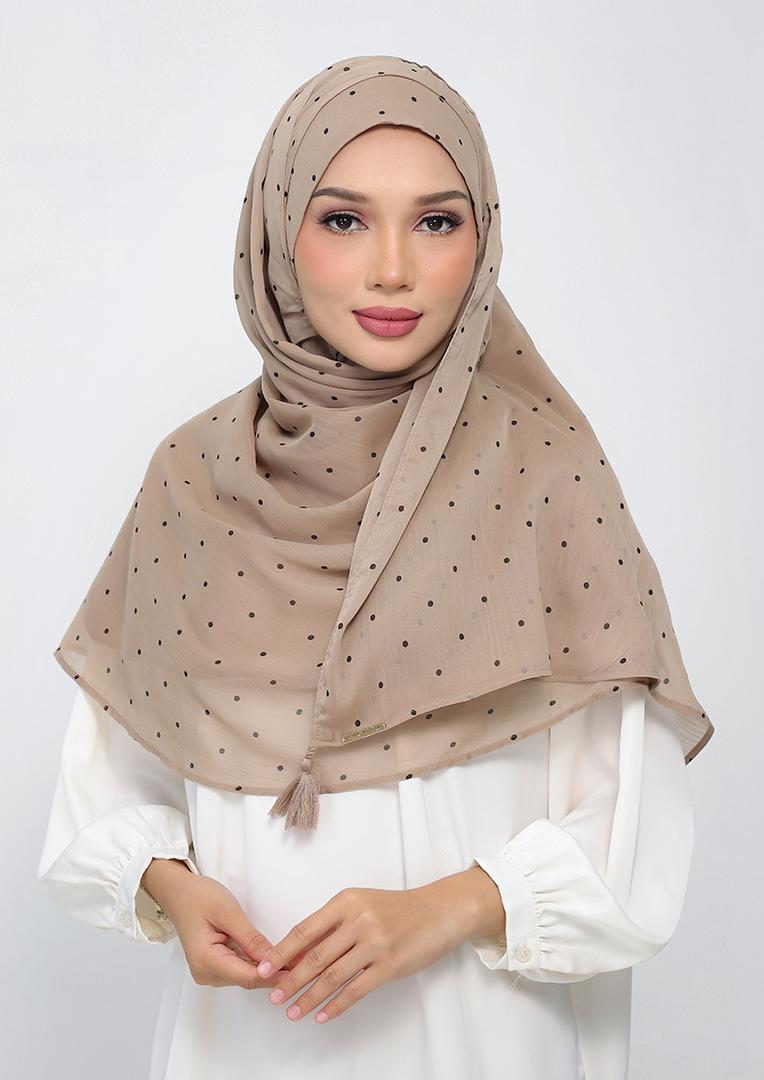 POLKA TAUPE  - PRINTED CRINKLED CHIFFON