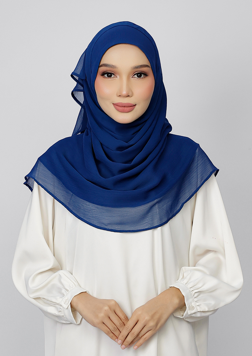 DARK BLUE - PLAIN CRINKLED CHIFFON