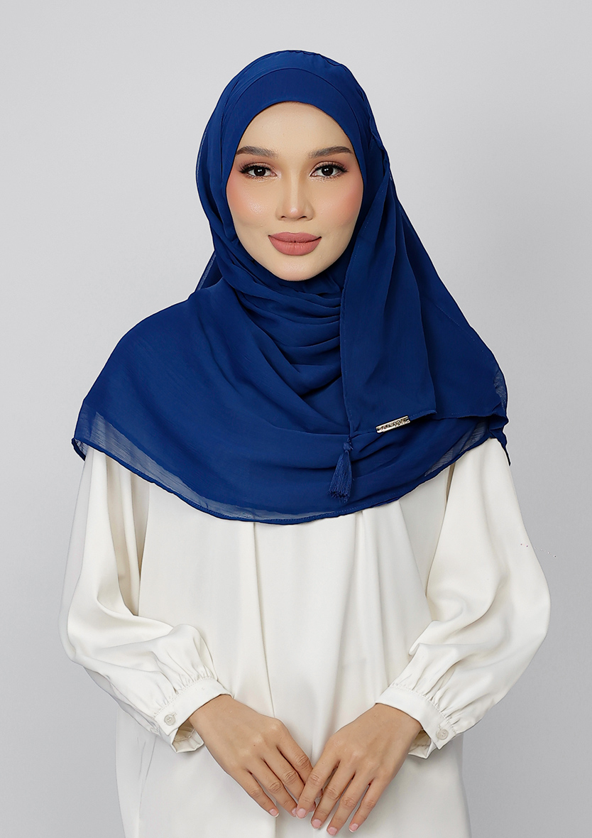 DARK BLUE - PLAIN CRINKLED CHIFFON