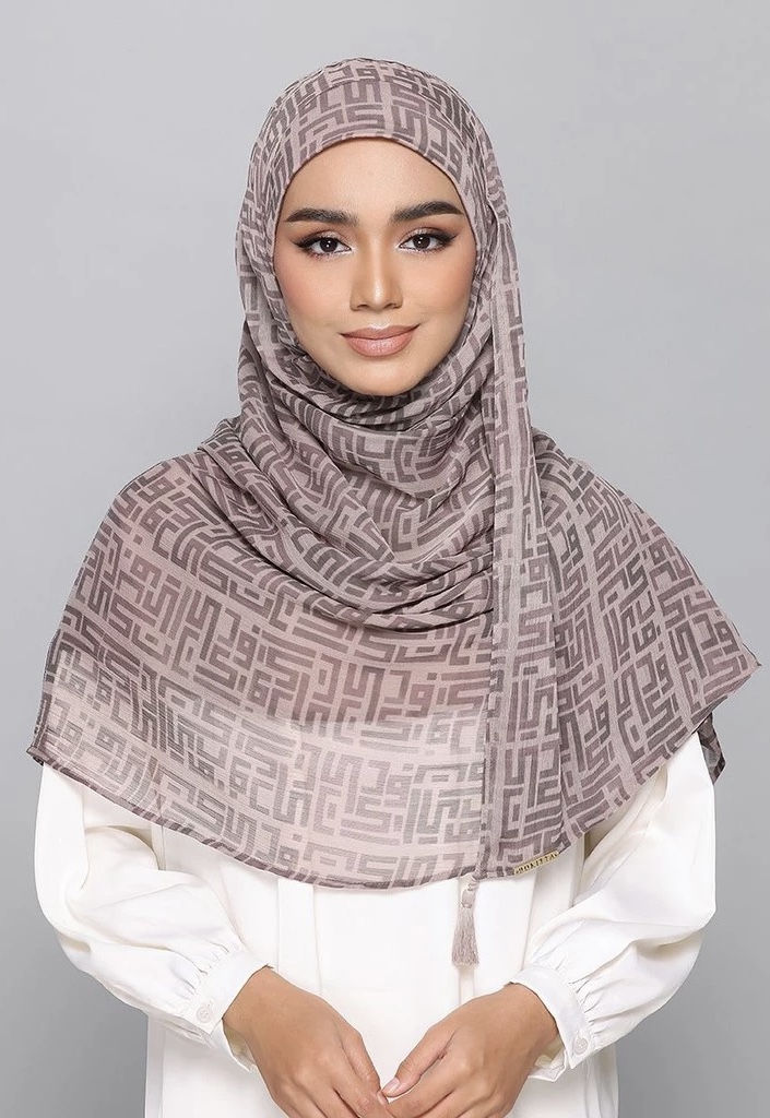 MONOGRAM TAUPE - PRINTED CRINKLED CHIFFON