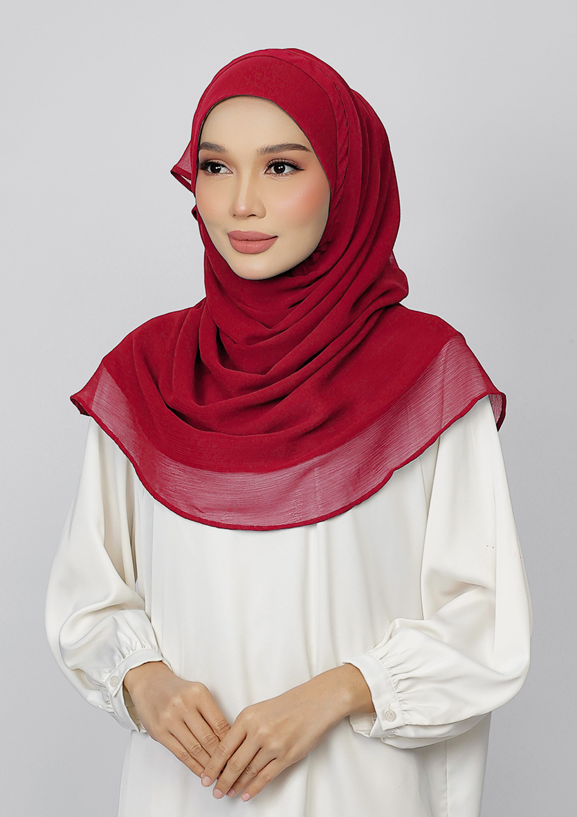 TOMATO RED - PLAIN CRINKLED CHIFFON