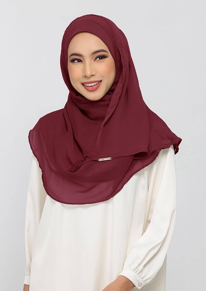 BURGUNDY - PLAIN CRINKLED CHIFFON
