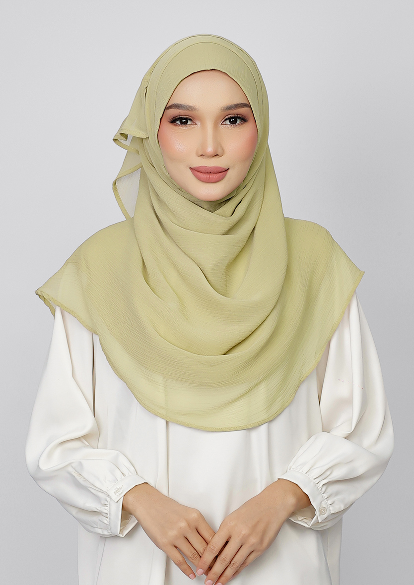 MOSS GREEN - PLAIN CRINKLED CHIFFON