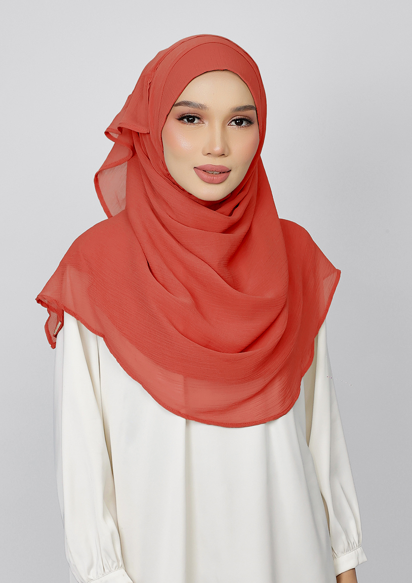TANGERINE ORANGE - PLAIN CRINKLED CHIFFON