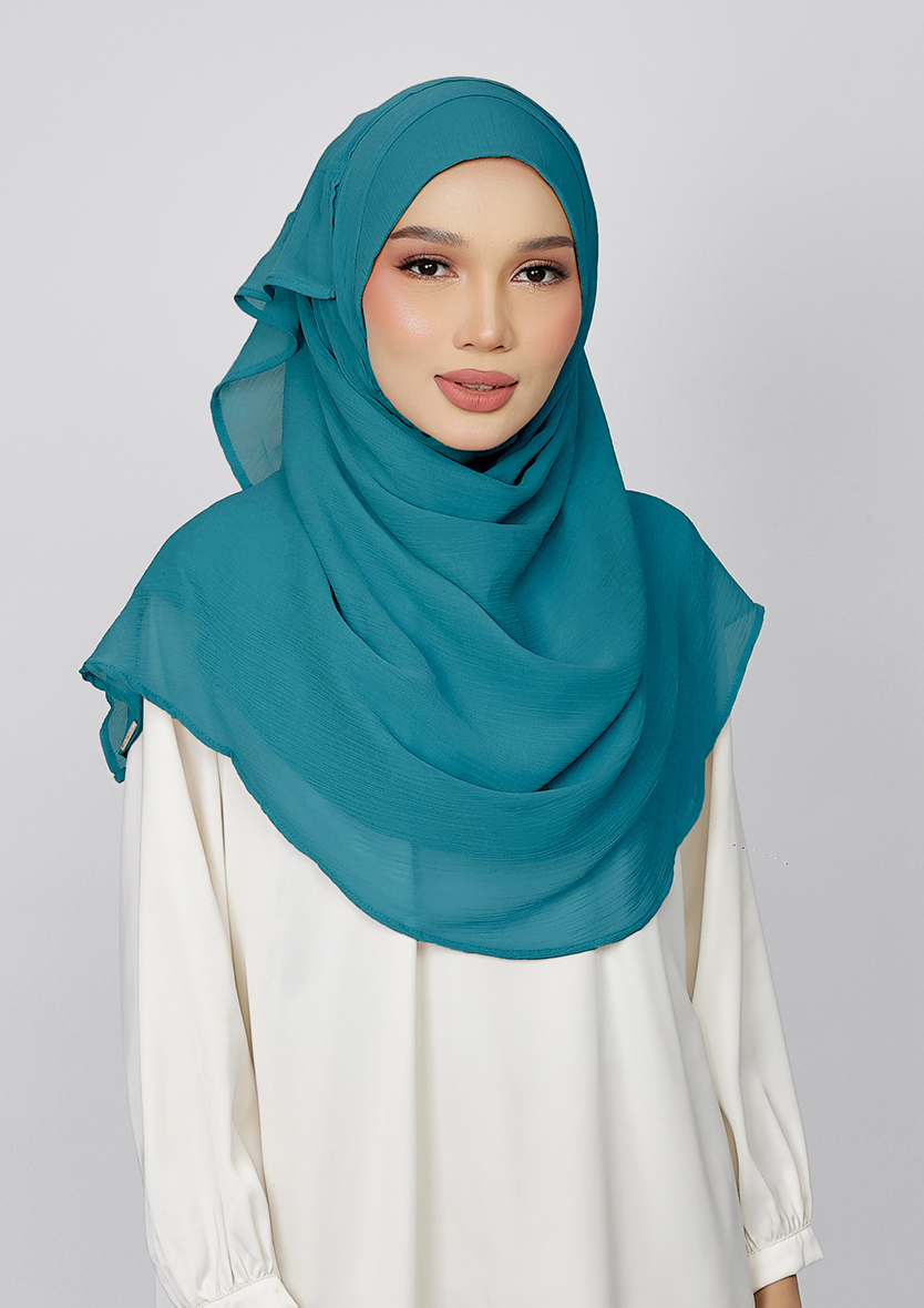TEAL BLUE - PLAIN CRINKLED CHIFFON