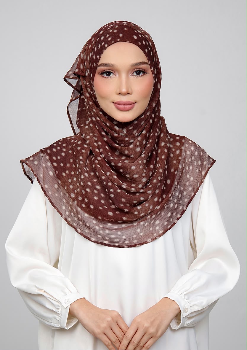 COCOA FAWN - PRINTED CRINKLED CHIFFON