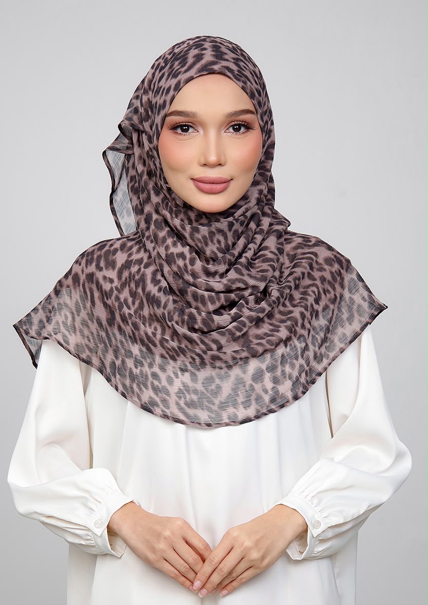 BROWN LEOPARD - PRINTED CRINKLED CHIFFON