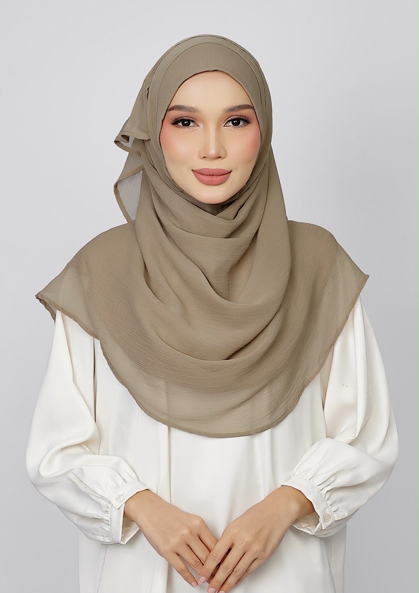 STONE GRAY - PLAIN CRINKLED CHIFFON
