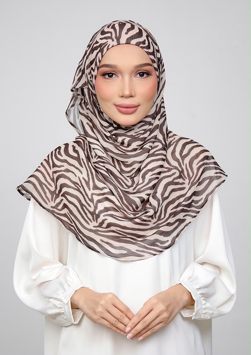 BROWN ZEBRA - PRINTED CRINKLED CHIFFON