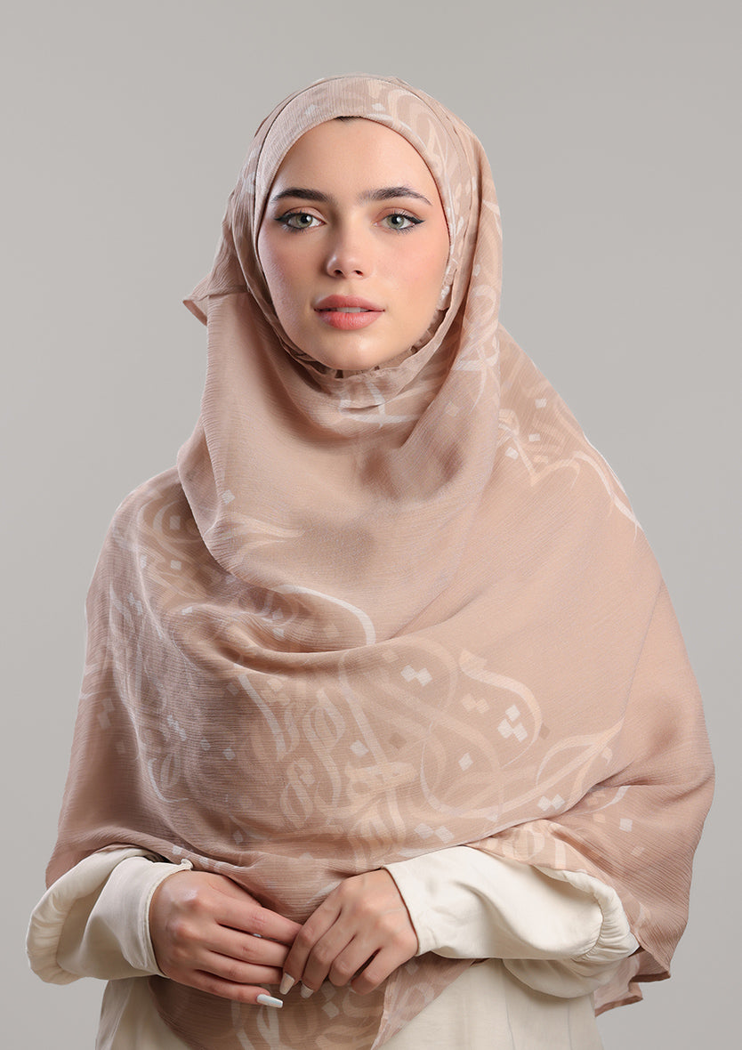 ARABIC BEIGE - PRINTED CRINKLED CHIFFON
