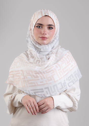 MONOGRAM CREAM - PRINTED CRINKLED CHIFFON