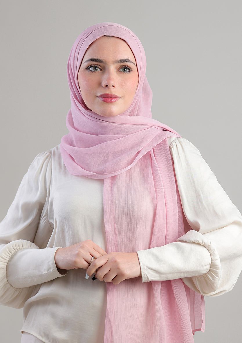 SOFT PINK   - PLAIN CRINKLED CHIFFON