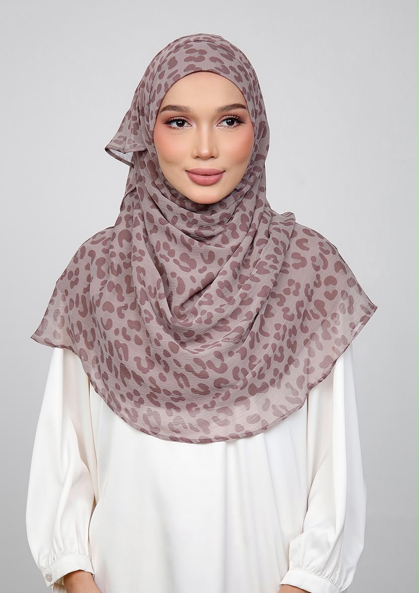 MUTED LEOPARD - PRINTED CRINKLED CHIFFON
