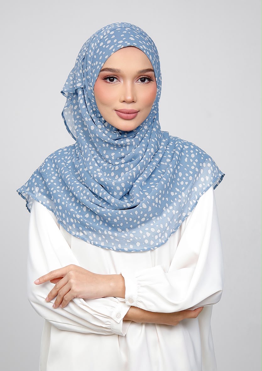 BLUE SPOTS - PRINTED CRINKLED CHIFFON