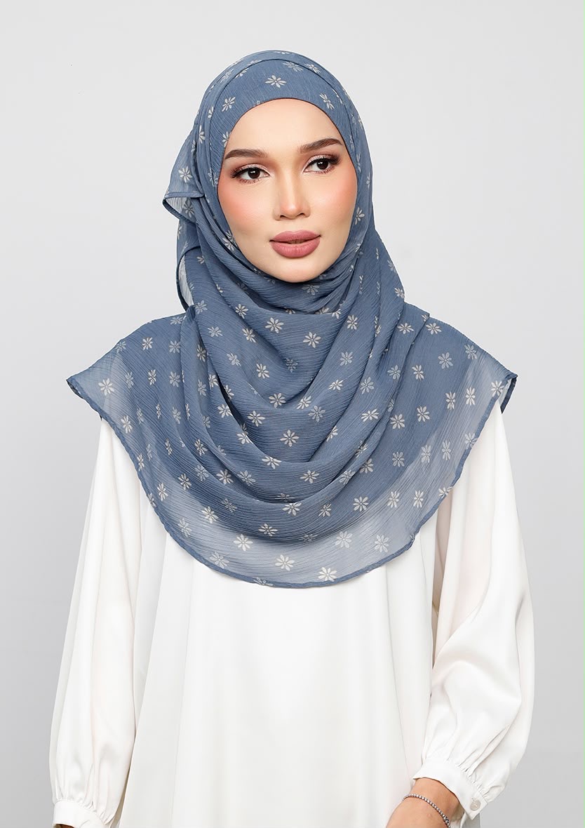 POLKA BLUESTONE - PRINTED CRINKLED CHIFFON
