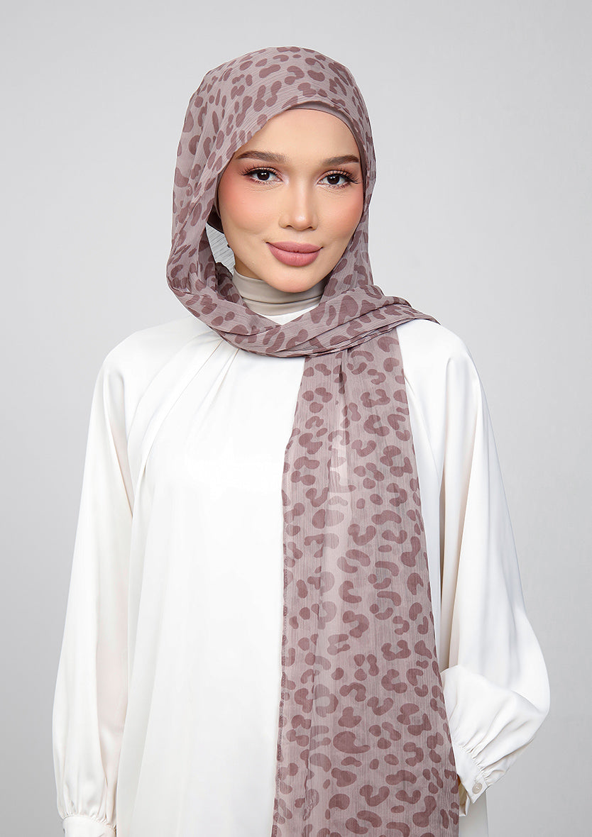 MUTED LEOPARD - PRINTED CRINKLED CHIFFON