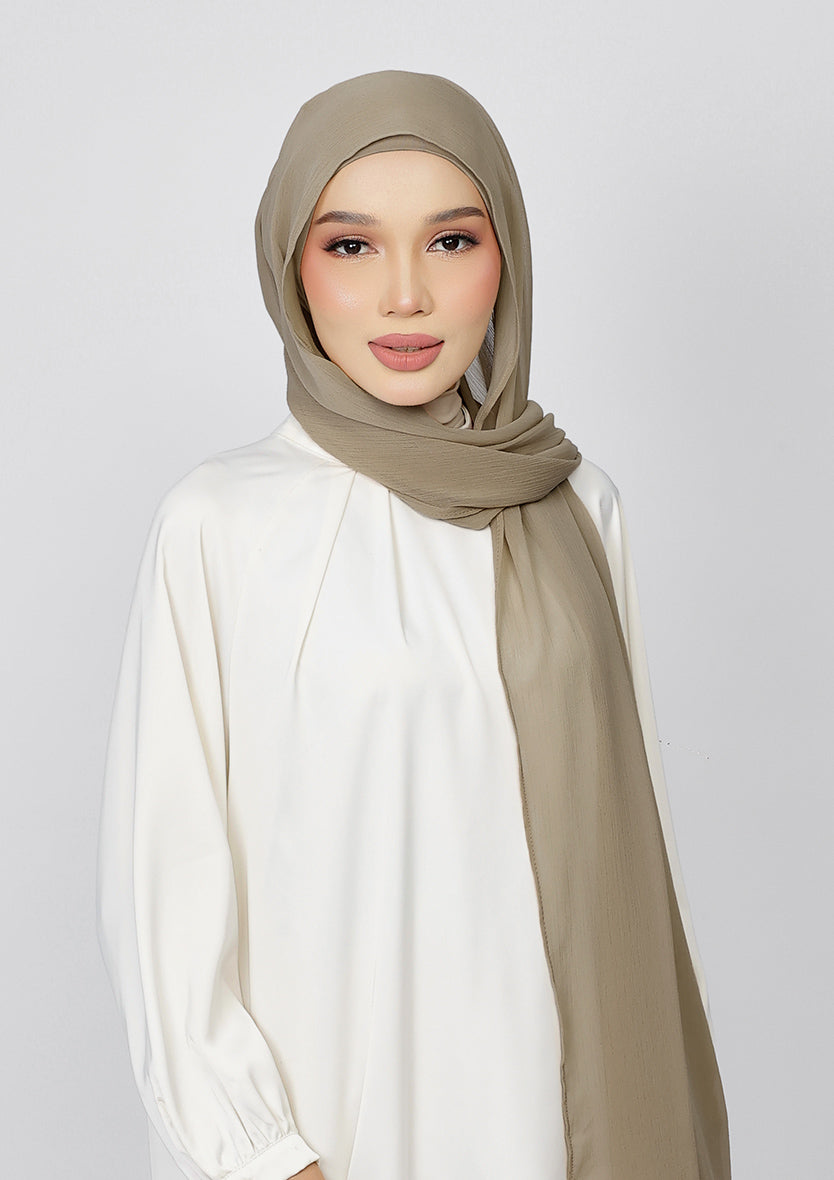 STONE GRAY - PLAIN CRINKLED CHIFFON