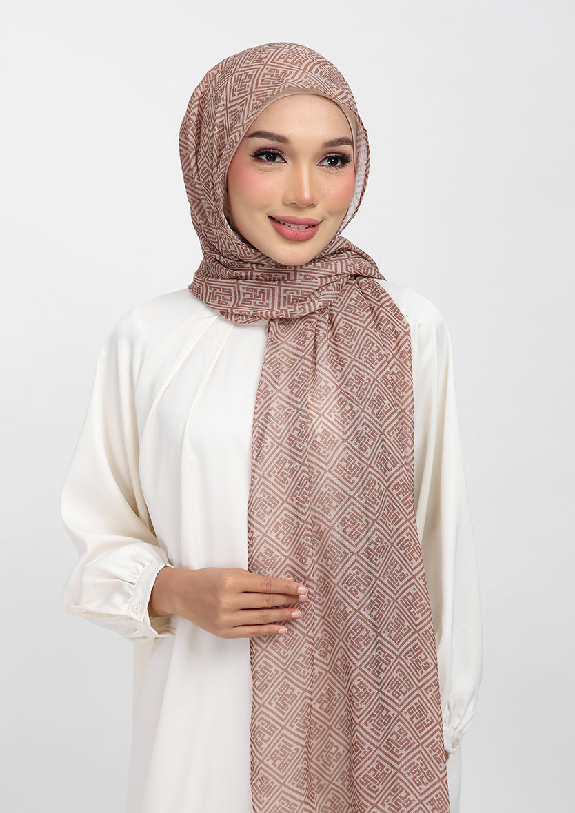 MONOGRAM MAZE GREIGE - PRINTED  WOVEN MODAL