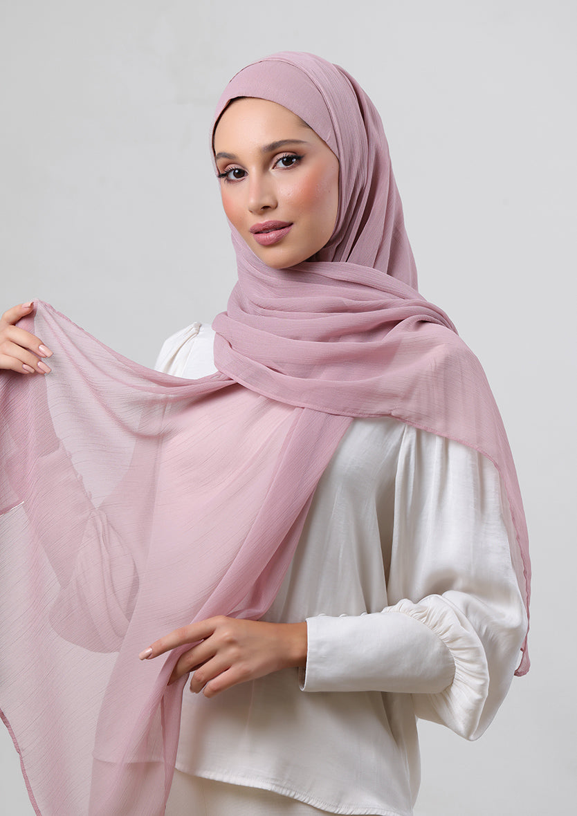 ROSE BLUSH  - PLAIN CRINKLED CHIFFON