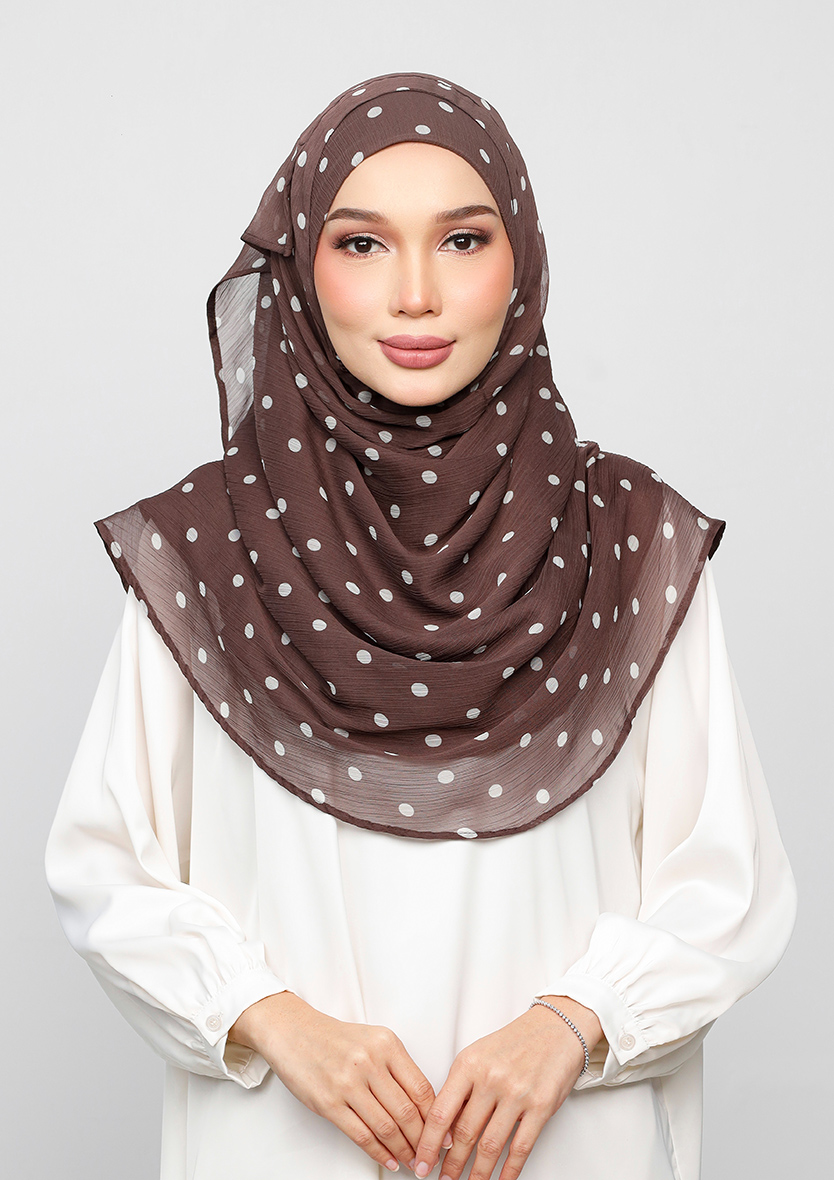 POLKA BROWN - PRINTED CRINKLED CHIFFON