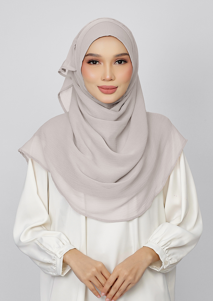 SILVER GRAY - PLAIN CRINKLED CHIFFON